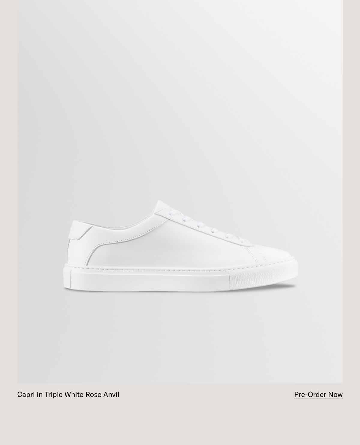 Capri in Triple White Rose Anvil. Pre-Order Now