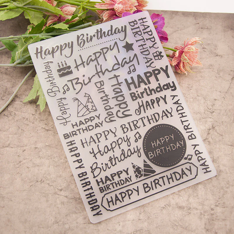 Happy Birthday Plastic Embossing Folder