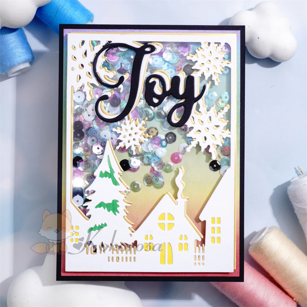 'JOY' Village in the Winter Background Board