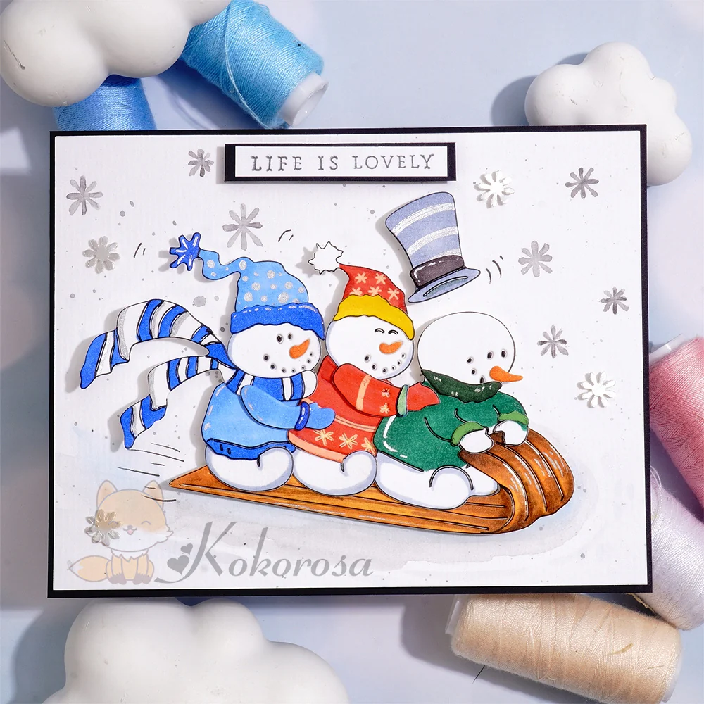 Snowman Sled Skiing