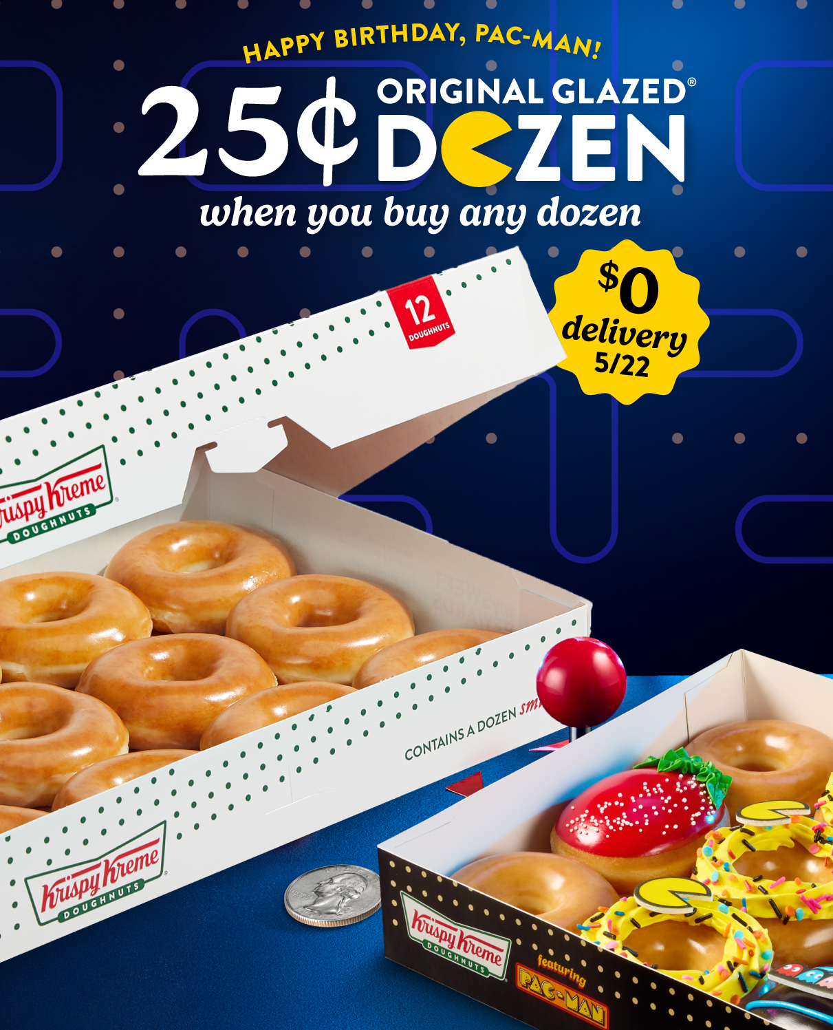 Enjoy a 25¢ Original Glazed Dozen when you buy a dozen and $0 delivery today!