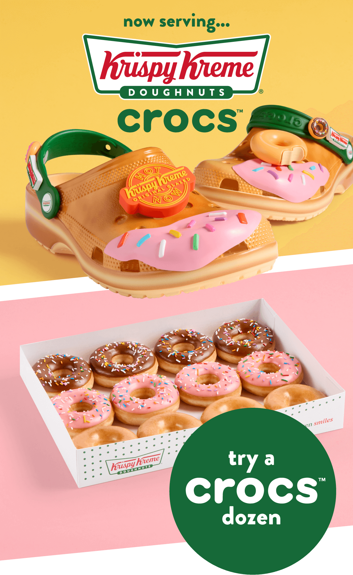 Rewards Exclusive! Get the Crocs™ Dozen for your chance to win these exclusive Krispy Kreme x Crocs™ Classic Clogs.