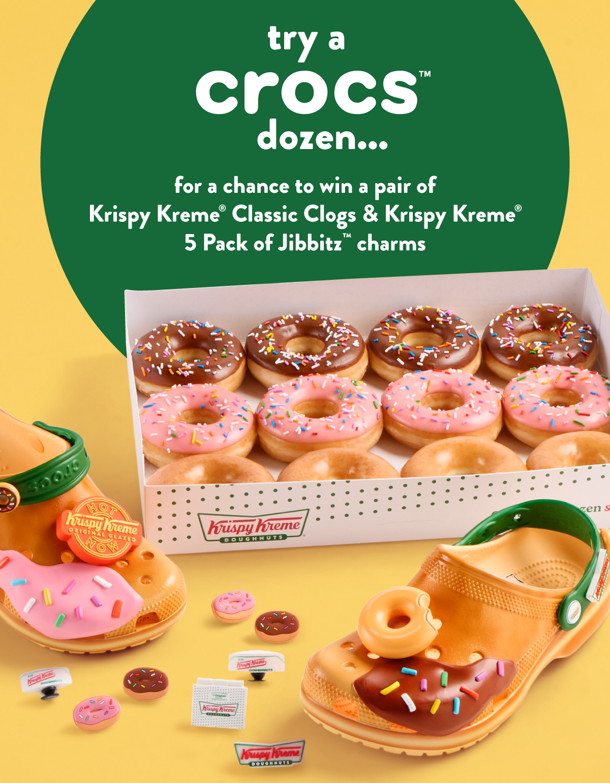 Rewards Exclusive! Get the Crocs™ Dozen for your chance to win these exclusive Krispy Kreme x Crocs™ Classic Clogs.