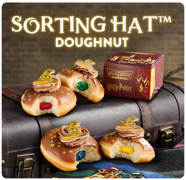 Witches or wizards looking for a sweet reveal can be placed in their house with the new, specialty Sorting Hat™ Doughnut.