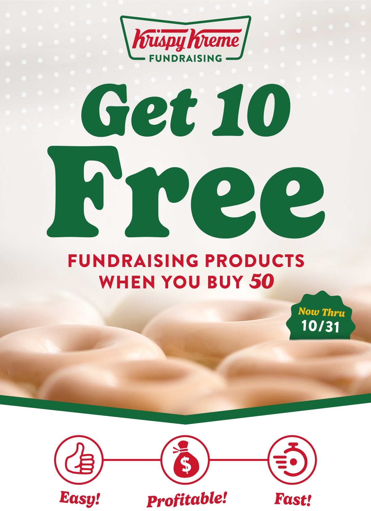 Get 10 free fundraising products when you buy 50. easy! Profitable! Fast. Now thru 10/31. Place order now