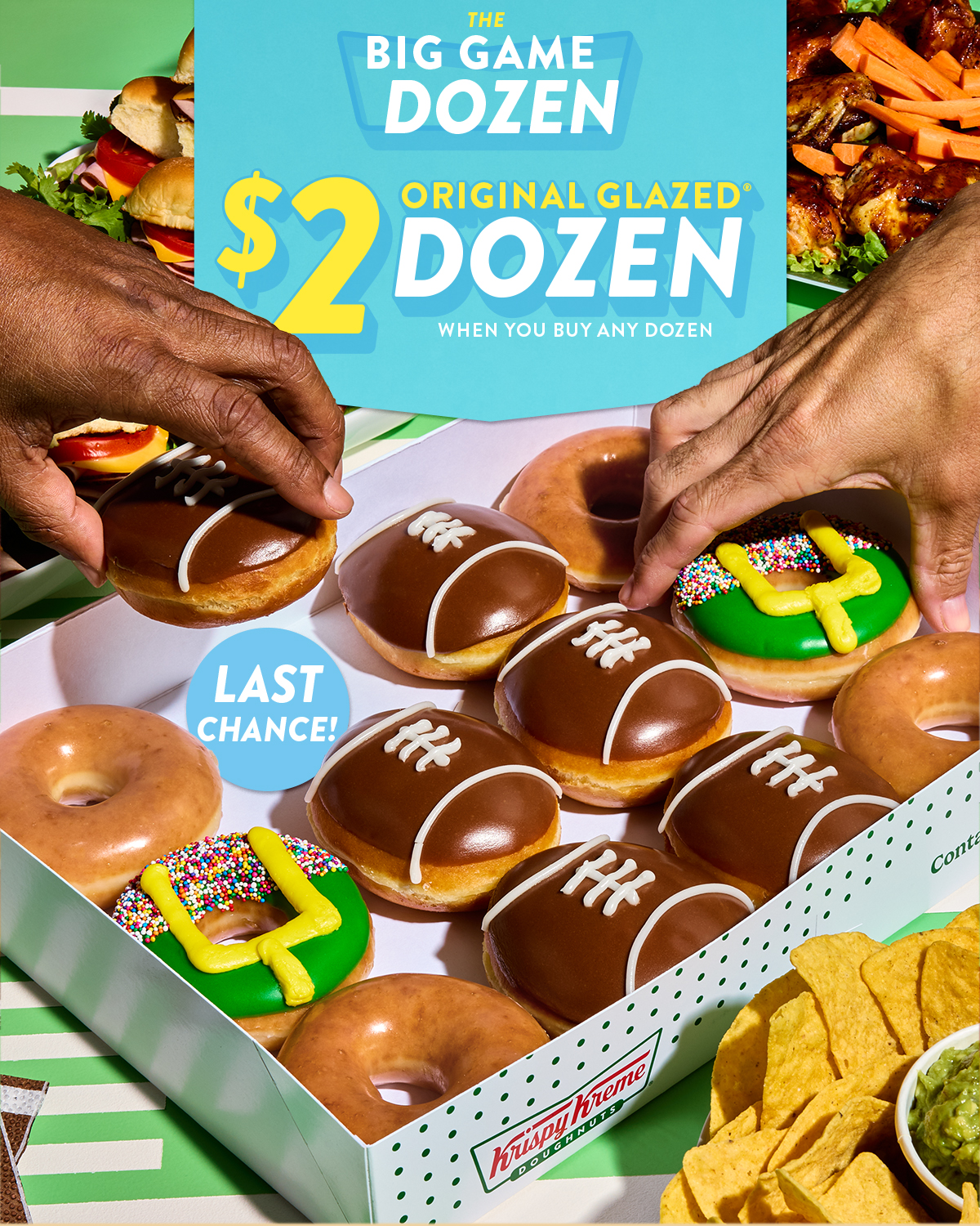 Score big with a $2 Original Glazed® Dozen when you buy any dozen, including the limited-time Big Game Dozen.