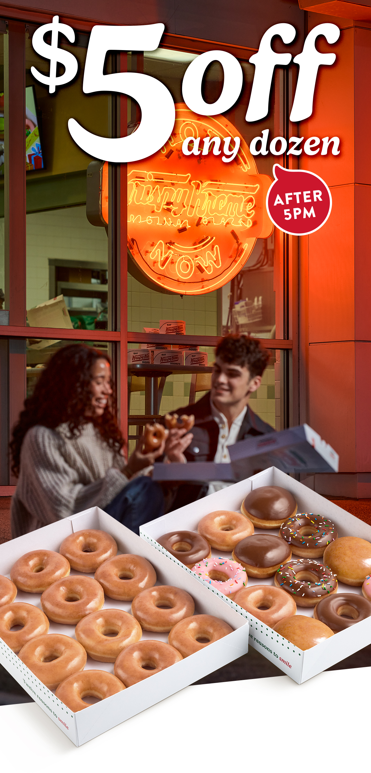 Sweeten your summer evening with $5 off any dozen after 5 PM for Rewards members.