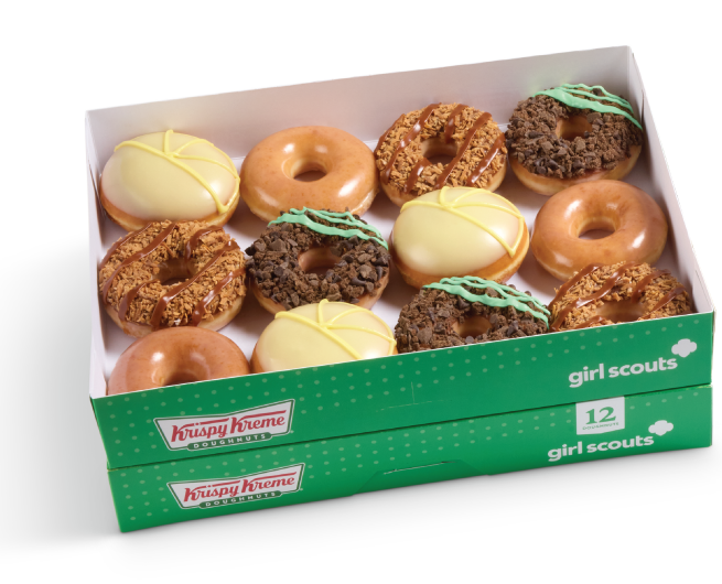 Krispy Kreme doughnuts inspired by beloved Girl Scout Cookies™ flavors, perfect for sharing.