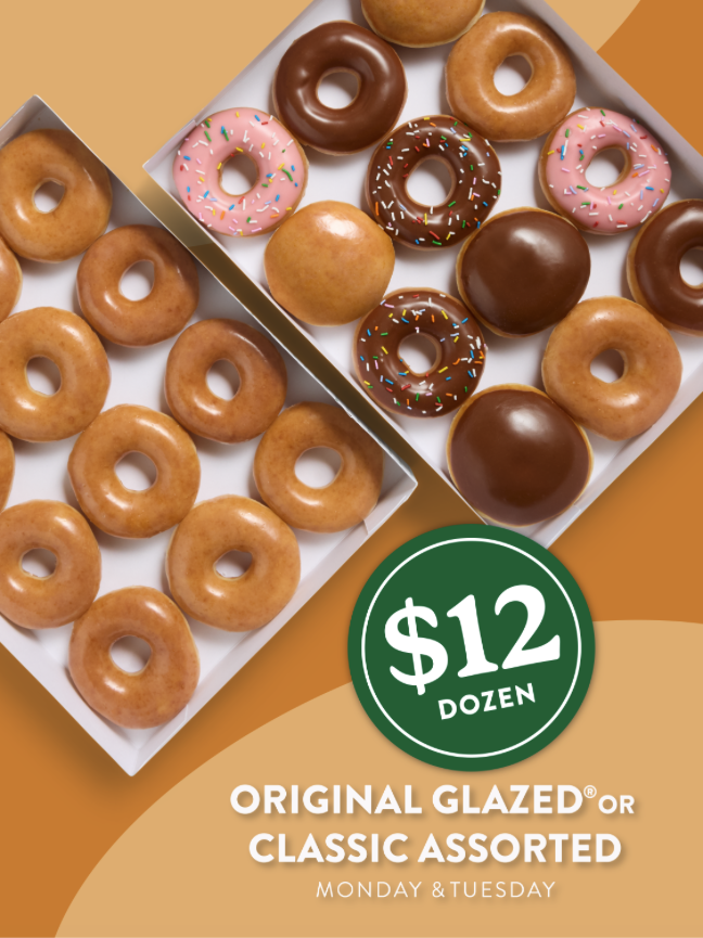Treat yourself to an Original Glazed® Dozen or a Classic Assorted Dozen for just $12.