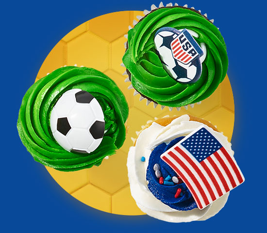 Soccer-themed cupcakes