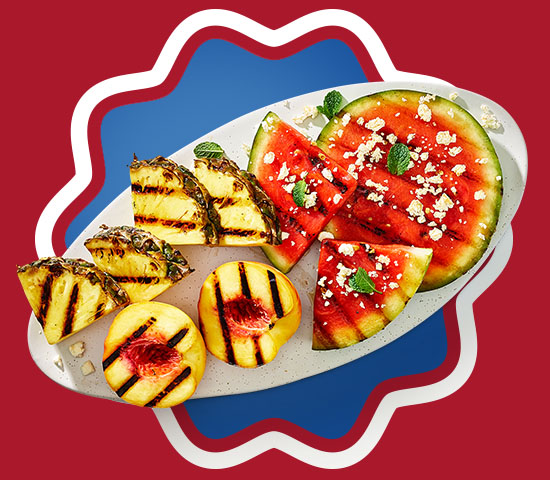 Grilled pineapple and watermelon.