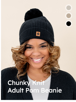 Chunky Knit Adult Pom Beanie