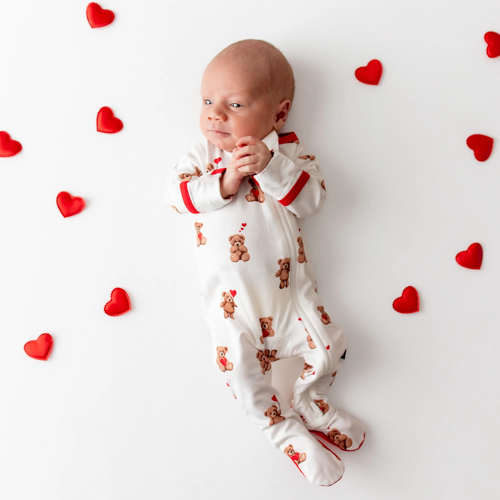 Image of Zippered Footie in Bear Hearts