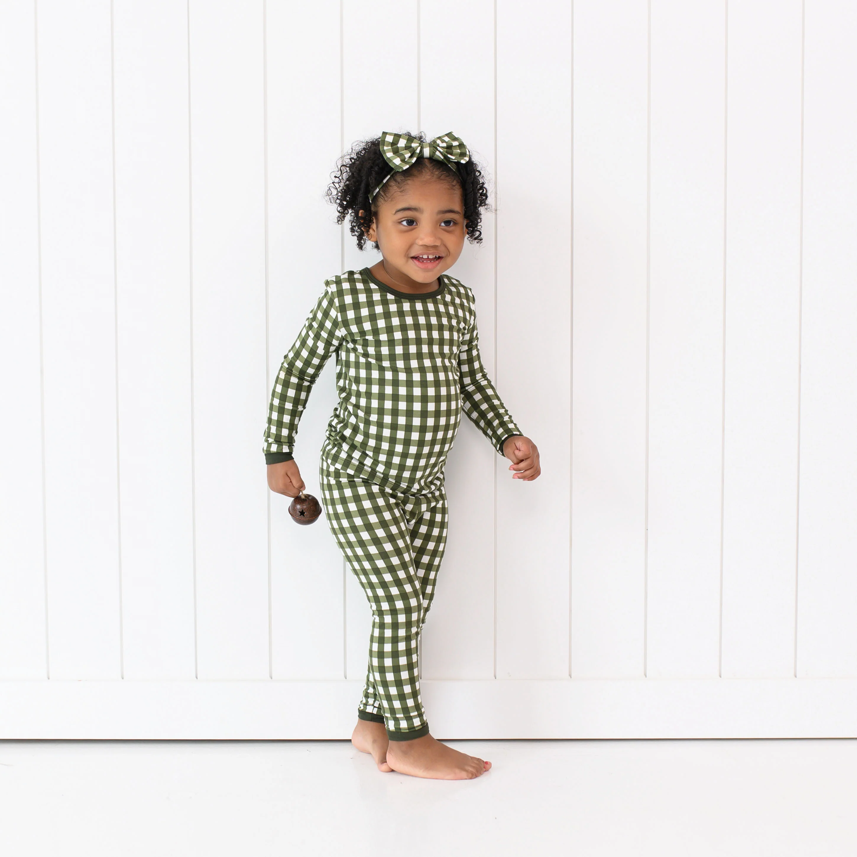 Image of Long Sleeve Pajamas in Gingham Fir
