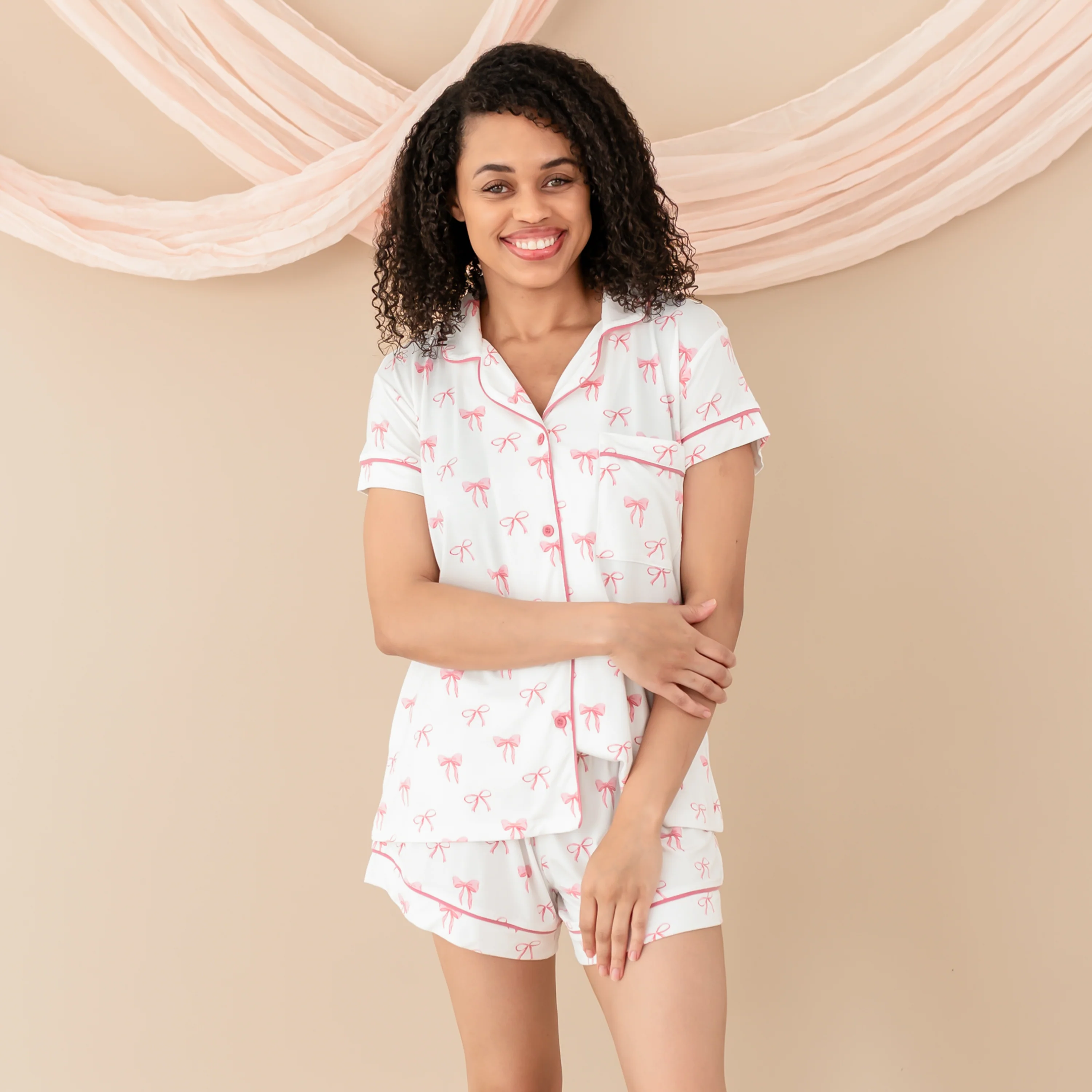 Image of Women’s Short Sleeve Pajama Set in Bow