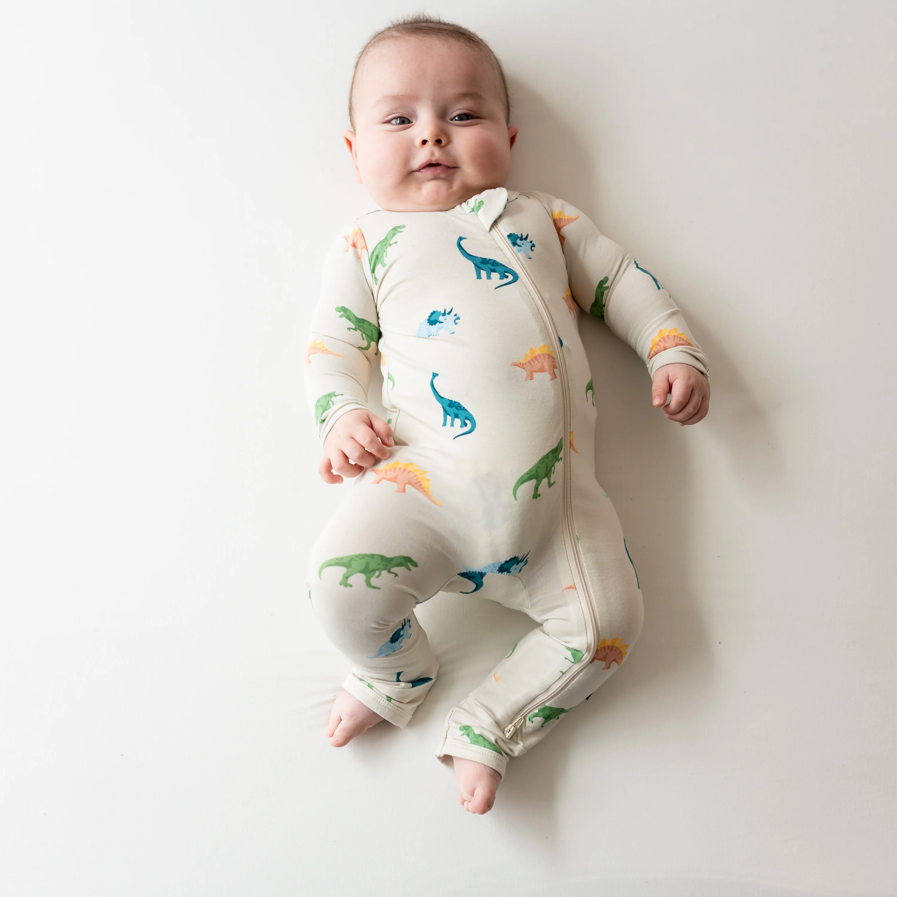 Image of Zippered Romper in Ecru Roar