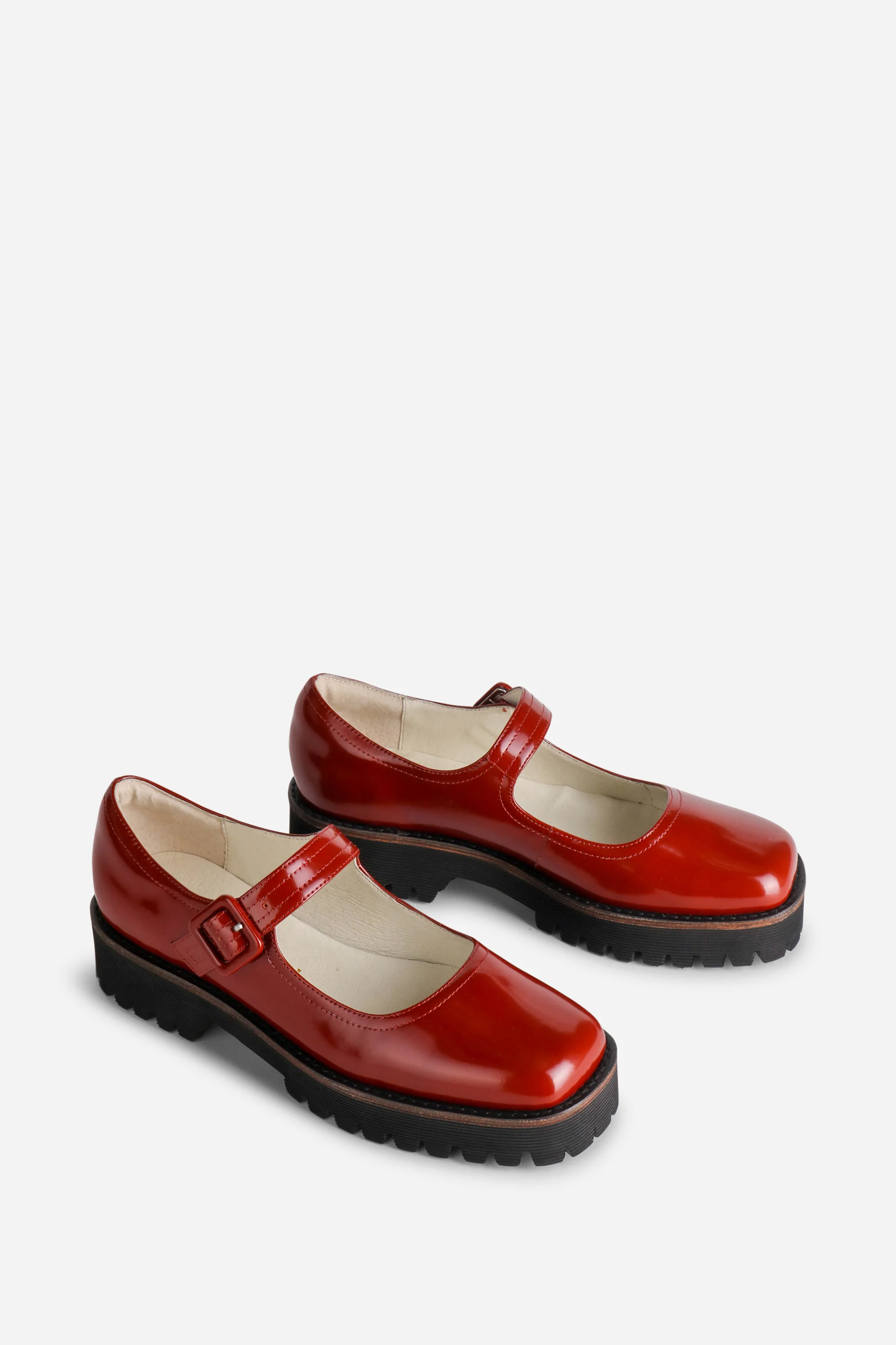 Image of VERONICA BOX LEATHER LUG SOLE MARY JANE