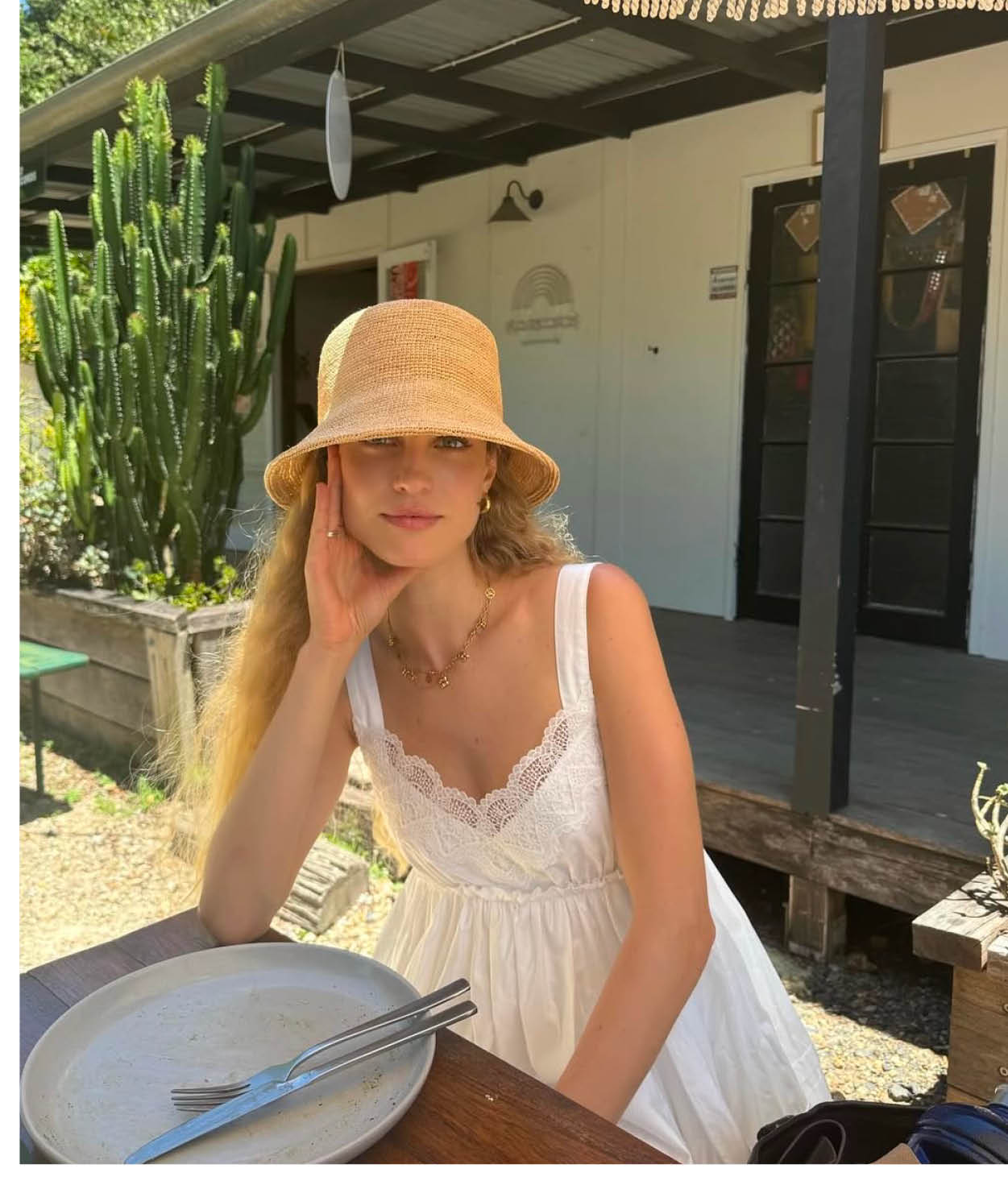 @laurabellaevans in the Inca Bucket Hat