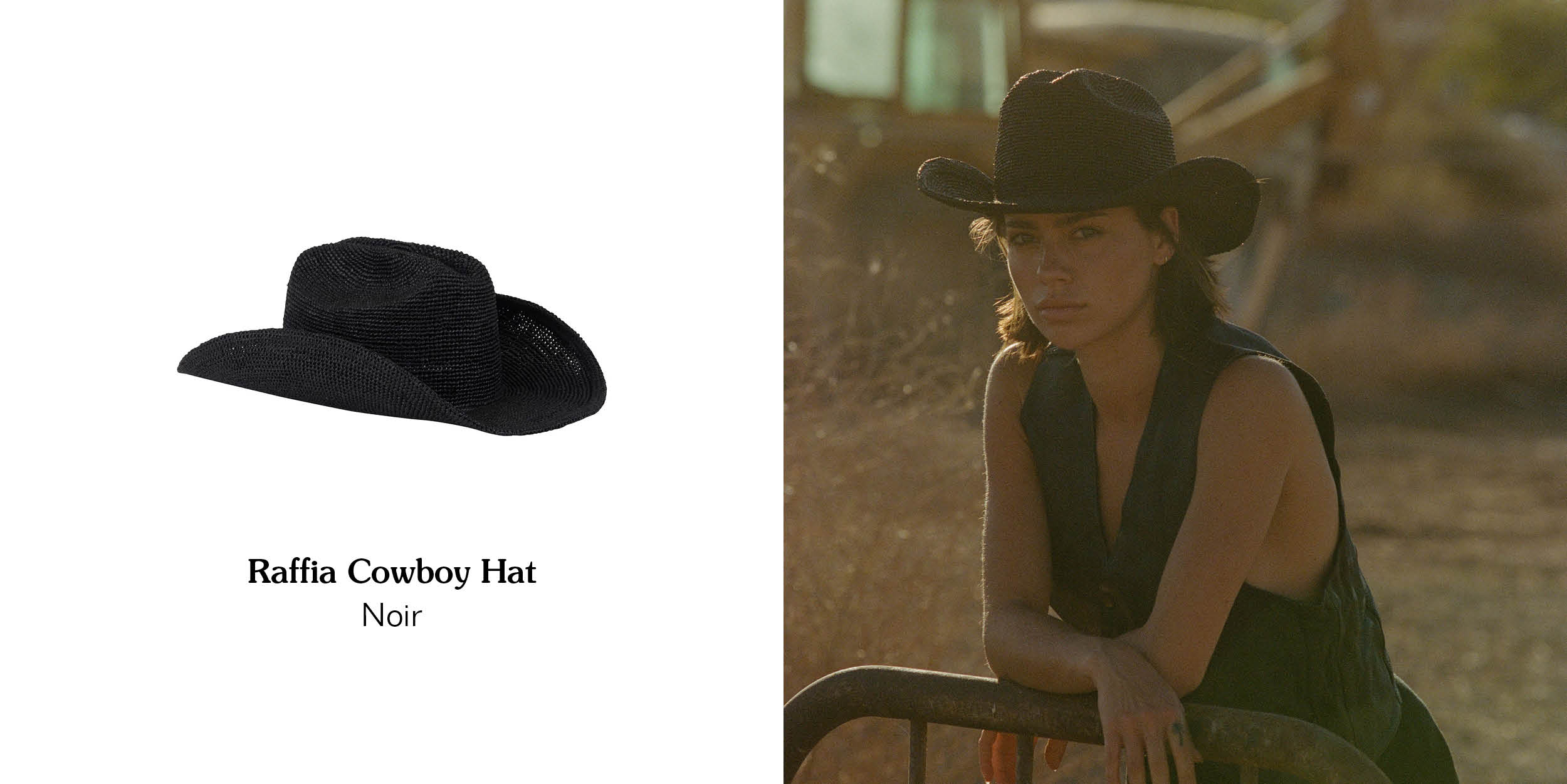 Raffia Cowboy Hat Noir
