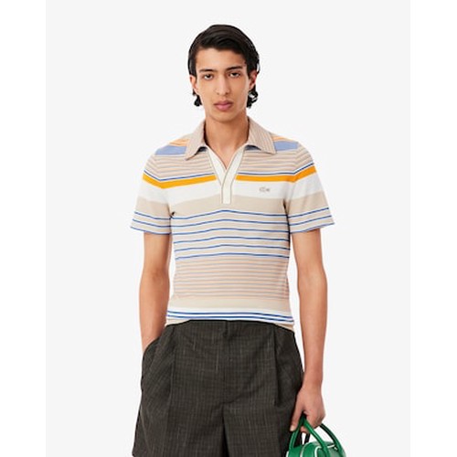 Runway Slim Fit Striped Piqué Polo Shirt