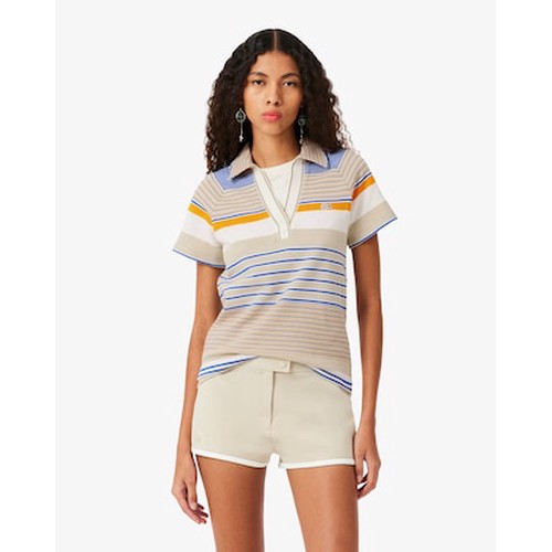 Runway Slim Fit Striped Piqué Polo Shirt