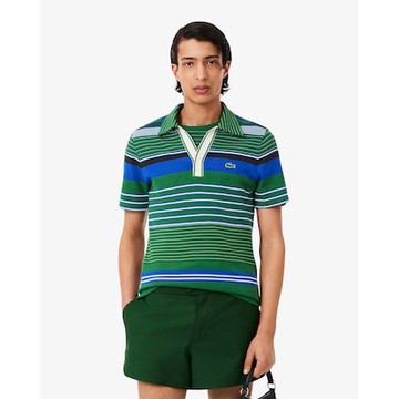 Runway Slim Fit Striped Piqué Polo Shirt