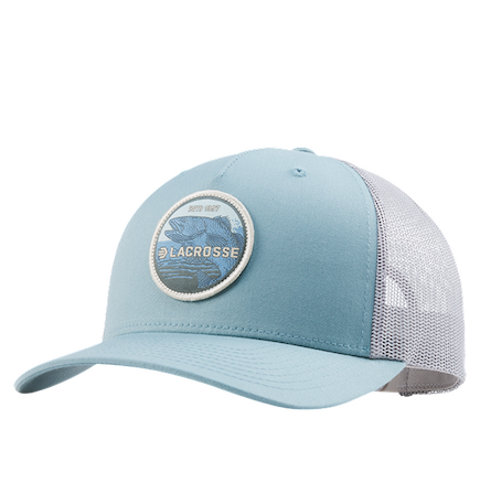 Pictured: NEW - Speckled Trout Trucker in Smoke Blue