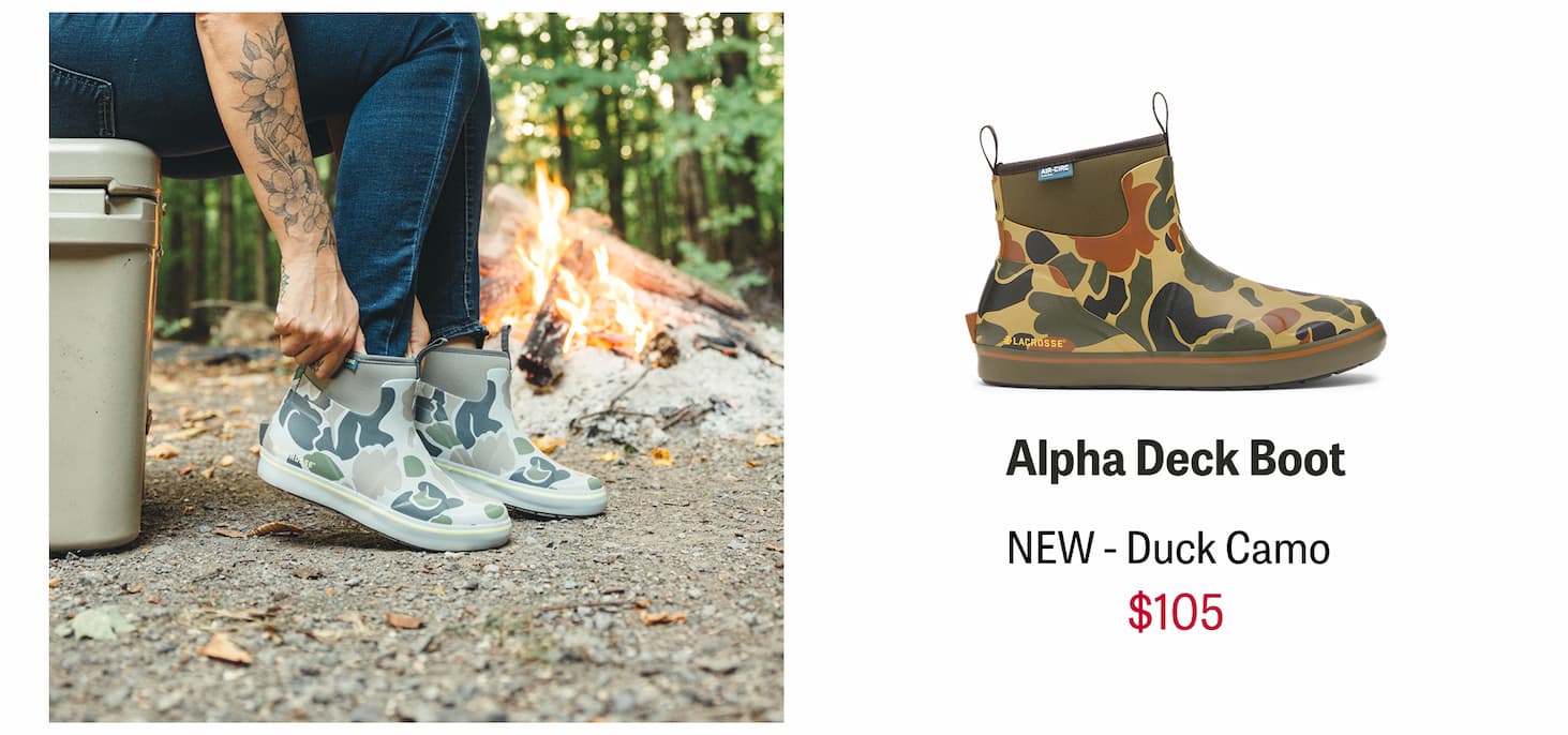Alpha Deck Boot - NEW - Duck Camo $105