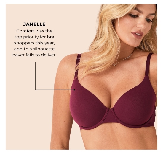 JANELLE. Comfort was the top priority for bra shoppers this year, and this silhouette never fails to deliver.