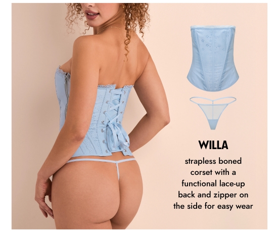 WILLA - strapless boned corset with a functional lace-up back and zipper on the side for easy wear