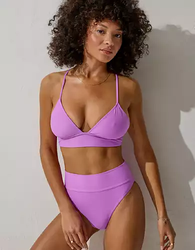Aerie Lace Up Longline Triangle Bikini Top