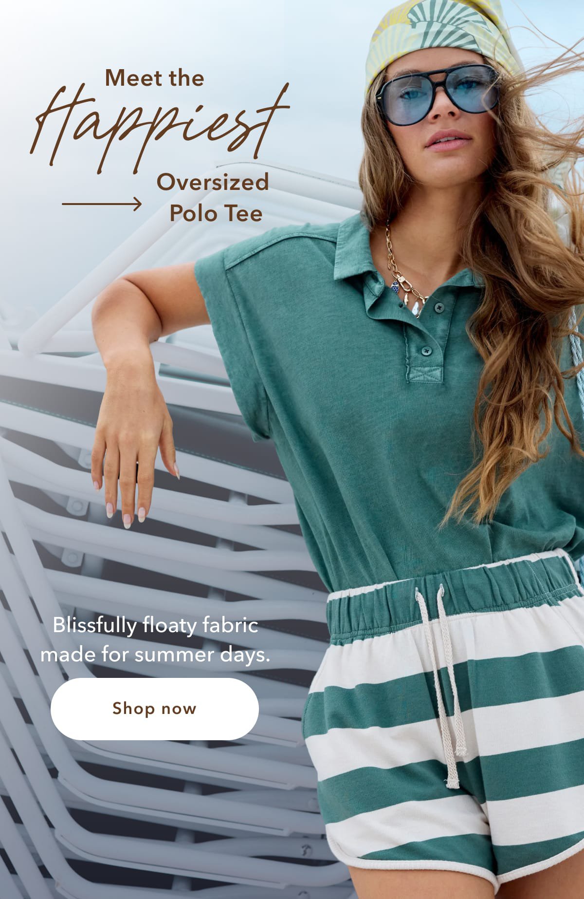 Meet the Happiest Oversized Polo Tee | Blissfully floaty Fabric made for summer days. Shop now