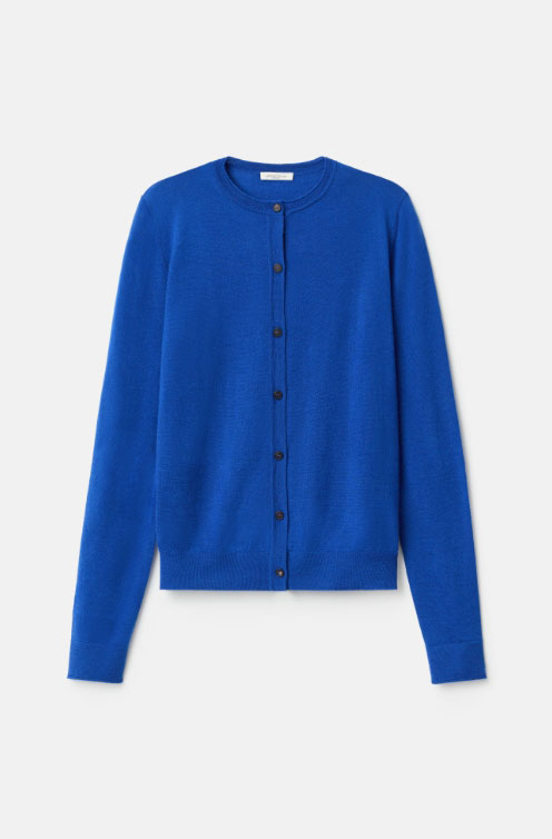Fine Gauge Cashmere Cardigan in Galaxy Blue