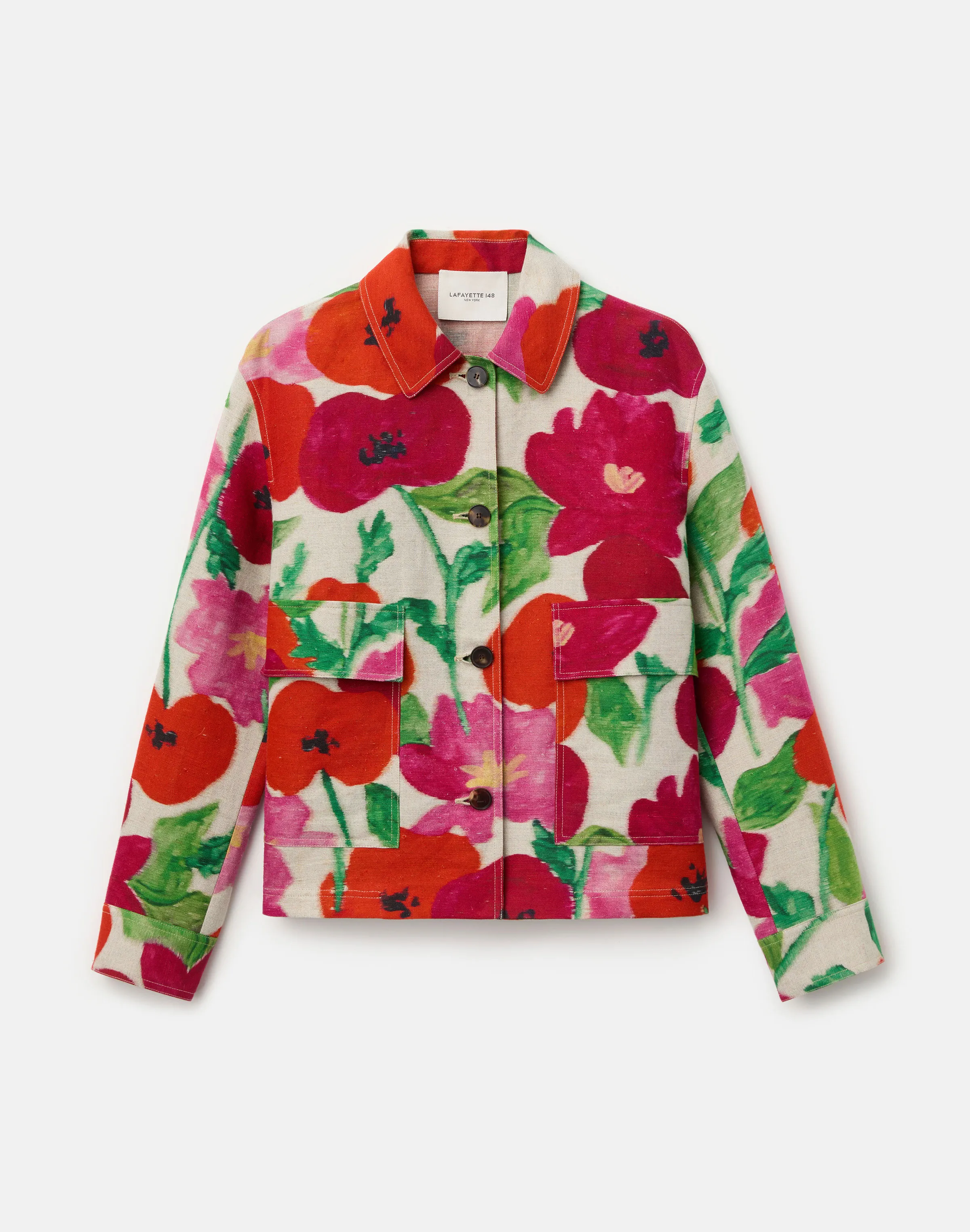Image of Blossom Print Linen-Cotton Canvas Jacket
