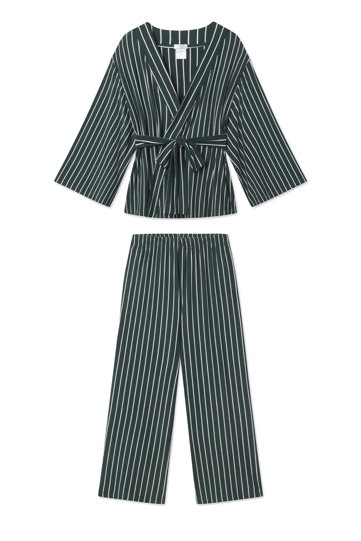 Image of DreamModal Kimono Pajama Set in Conifer Stripe
