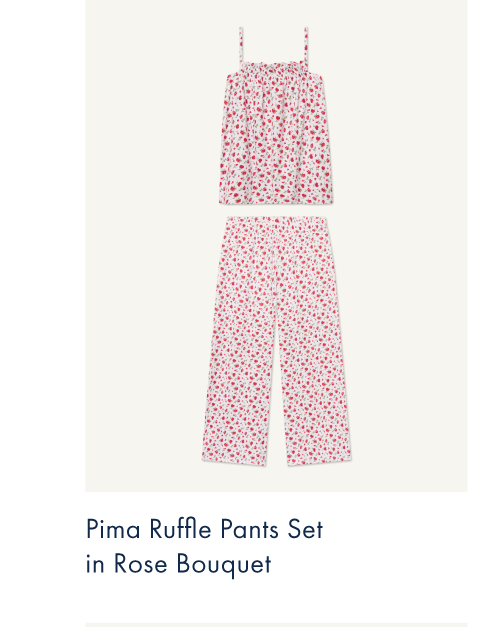 Pima Ruffle Pants Set in Rose Bouquet