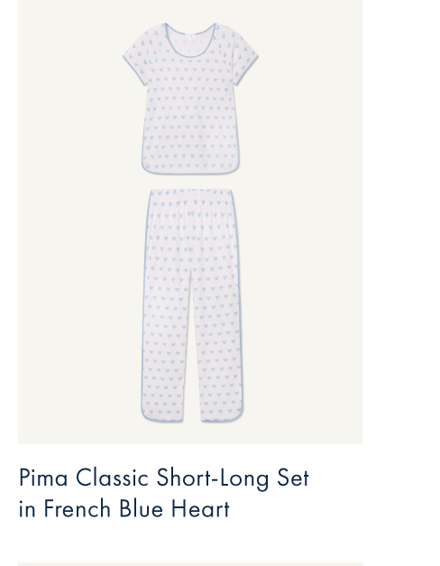 Pima Classic Short-Long Set in French Blue Heart