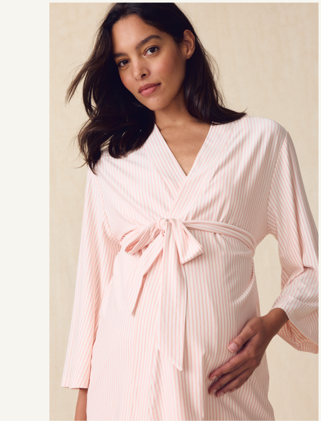 Pima Robe in English Rose Stripe