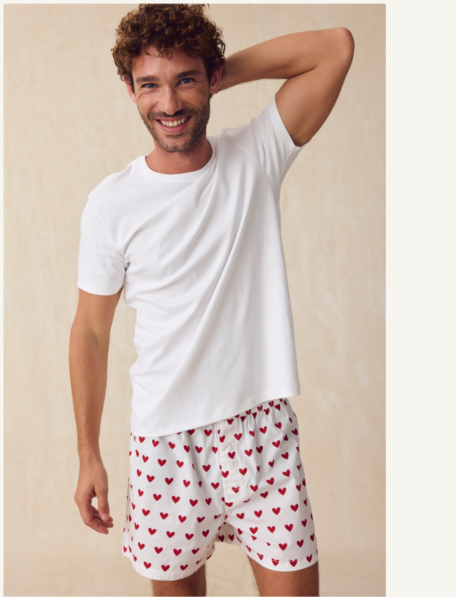 Men's Poplin Boxer in Classic Red Heart