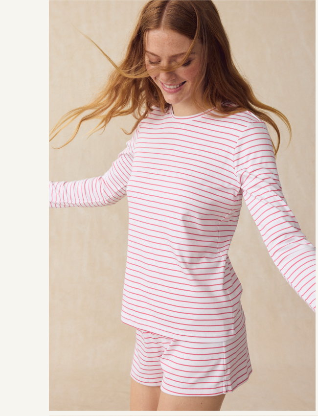 Pima Crew Long Sleeve Bundle in Winterberry Rowing Stripe