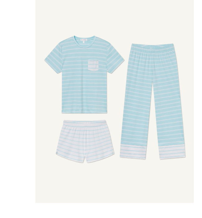 Pima Crew Wide Leg Bundle in Salt Spray Tidal Stripe