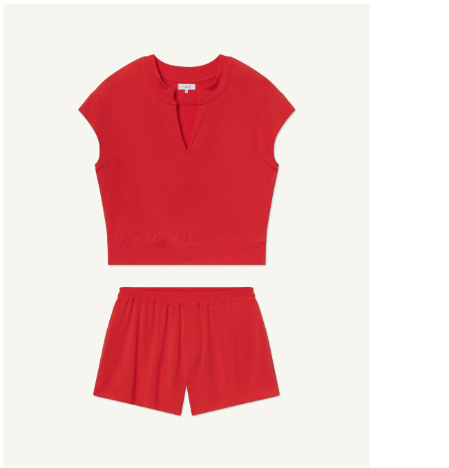 Relax Short Sleeve Shorts Set in Tart