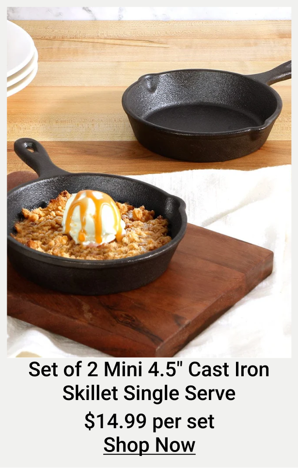 Mini 4.5" Cast Iron Skillet Single Serve Set of 2