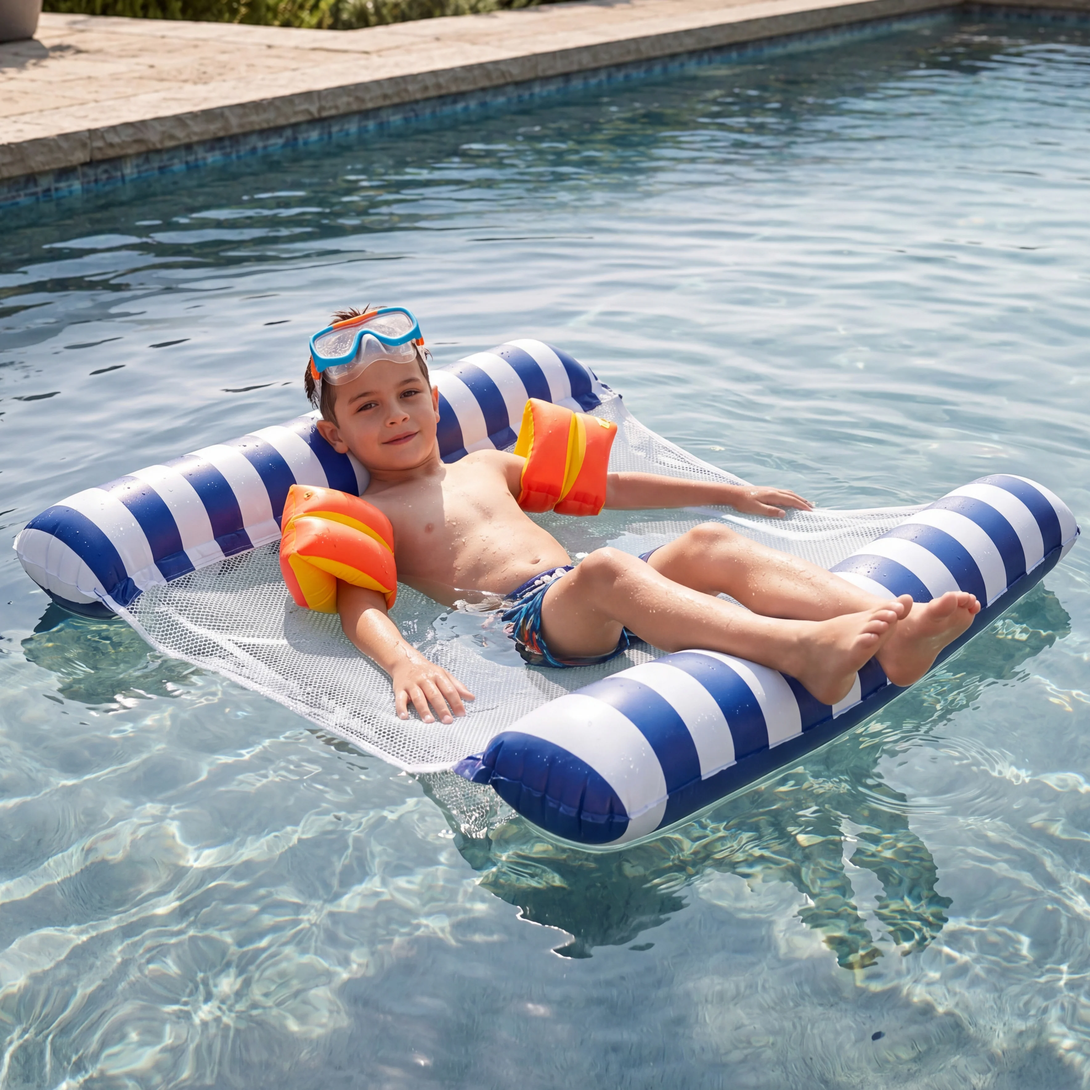Image of Double Pool Lounger-Spacious, Comfortable, with Head and Leg Support