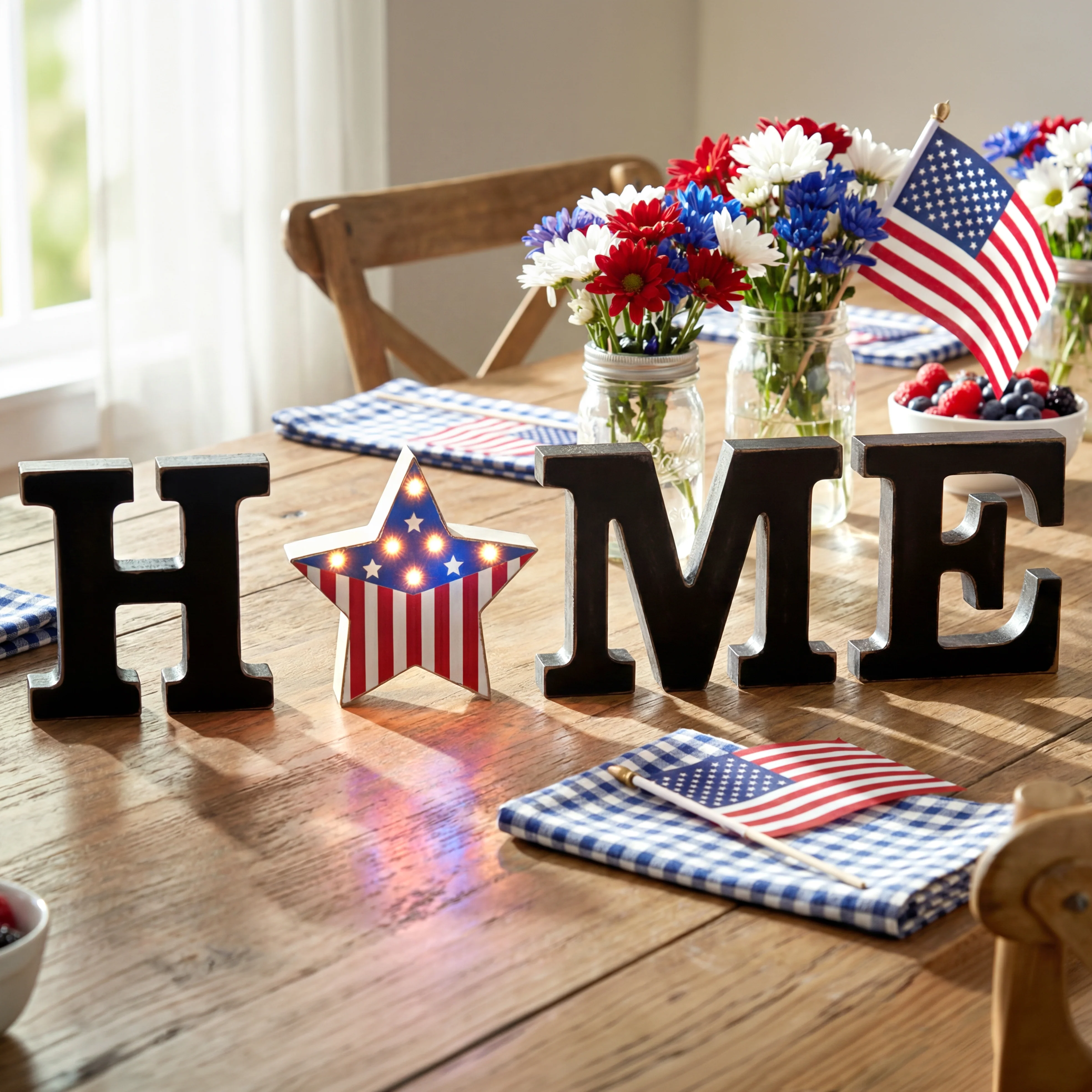 Image of Home Sign with Lighted Heart or Set of 4 Icons