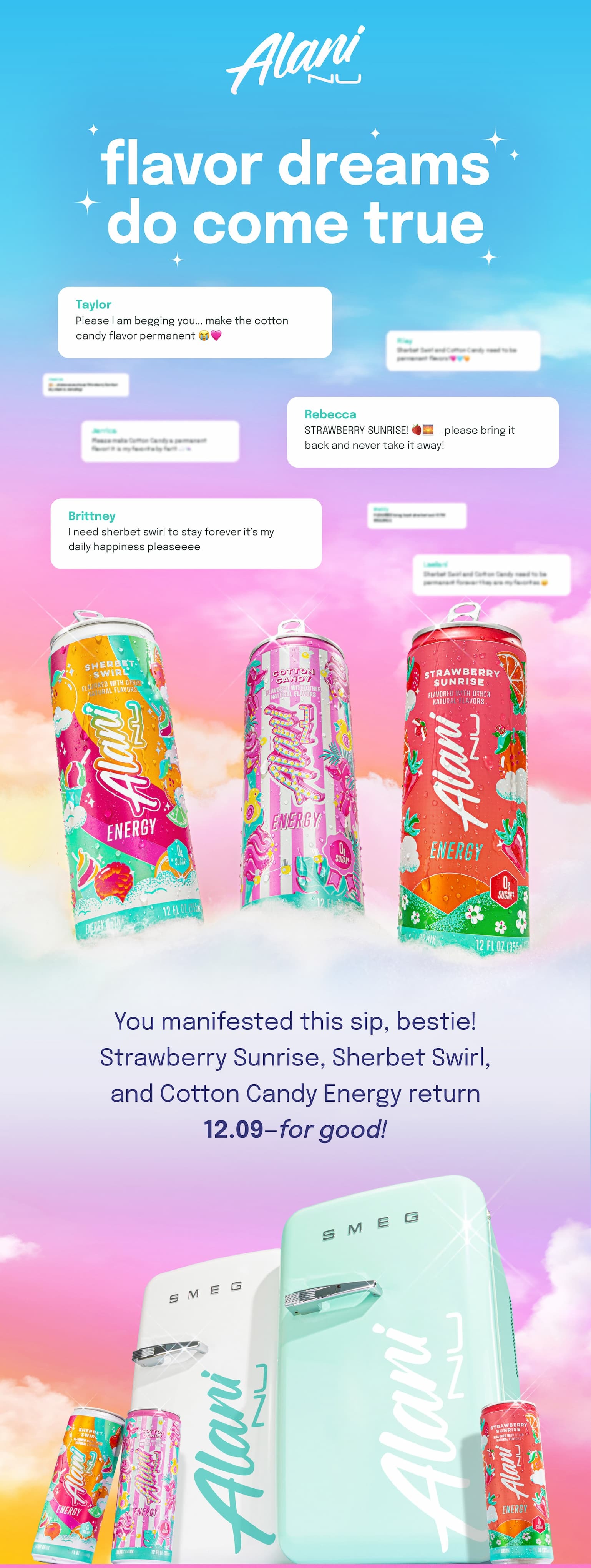 Alani Nu - Strawberry Sunrise, Cotton Candy, Sherbert Swirl
