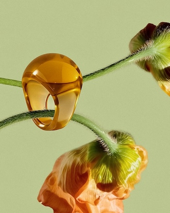Cabochon Ring Amber