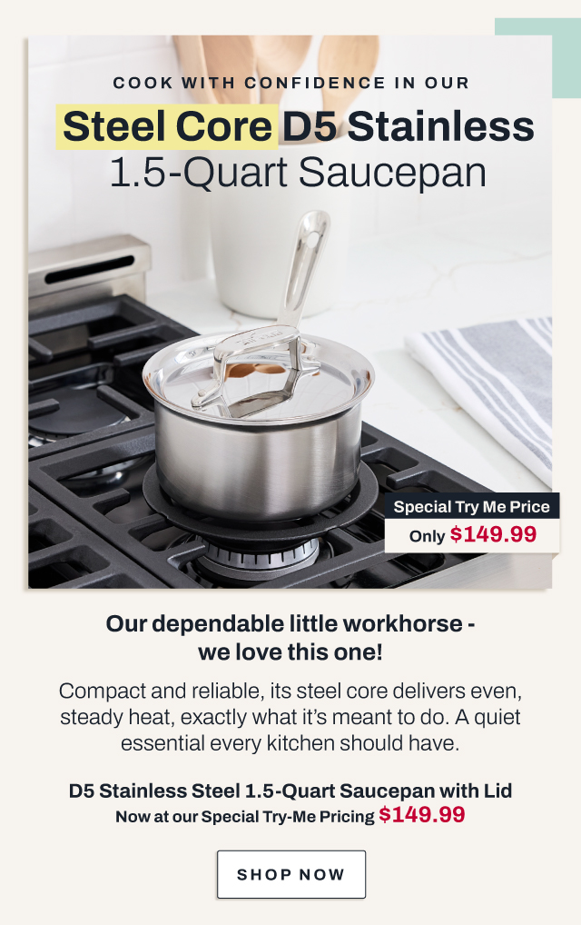 D5 Stainless steel 1.5 quart saucepan - shop now