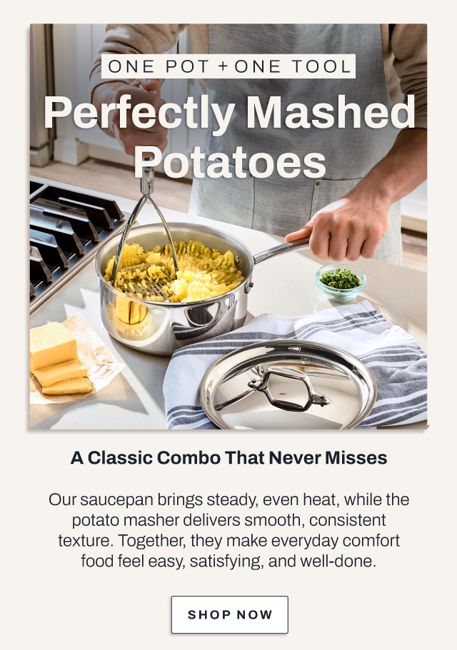 D3 Everyday saucepan and potato masher set - shop now