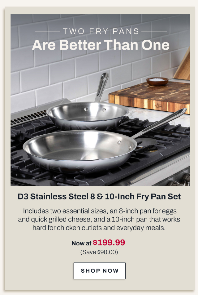 D3 Stainless 8 & 10 inch fry pan set